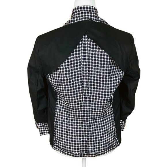Max Mara 2-Button Blazer Size 6 (READ) Navy White Check Wool Blend Unlined Italy - Picture 5 of 8